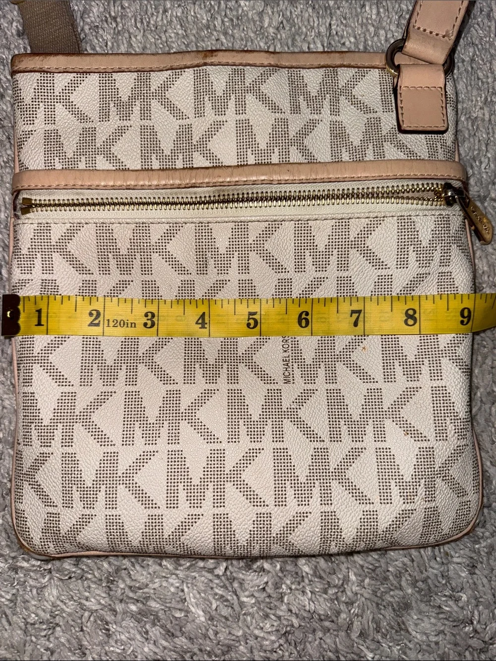 Michael Kors Beige/Tan Signature MK Crossbody Bag